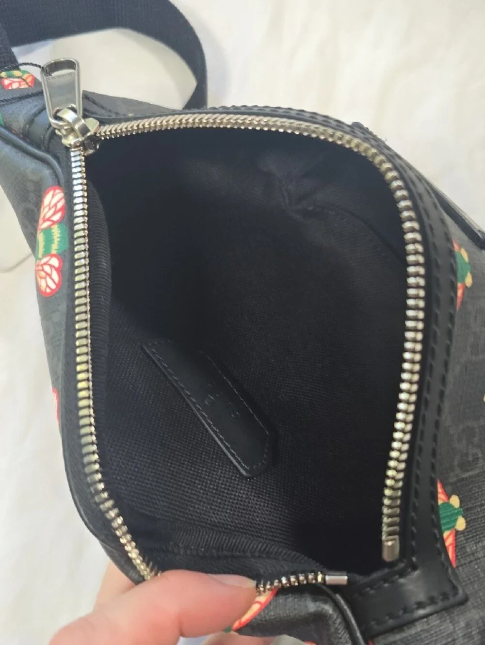 Gucci Black GG Bee Print Waist Bag